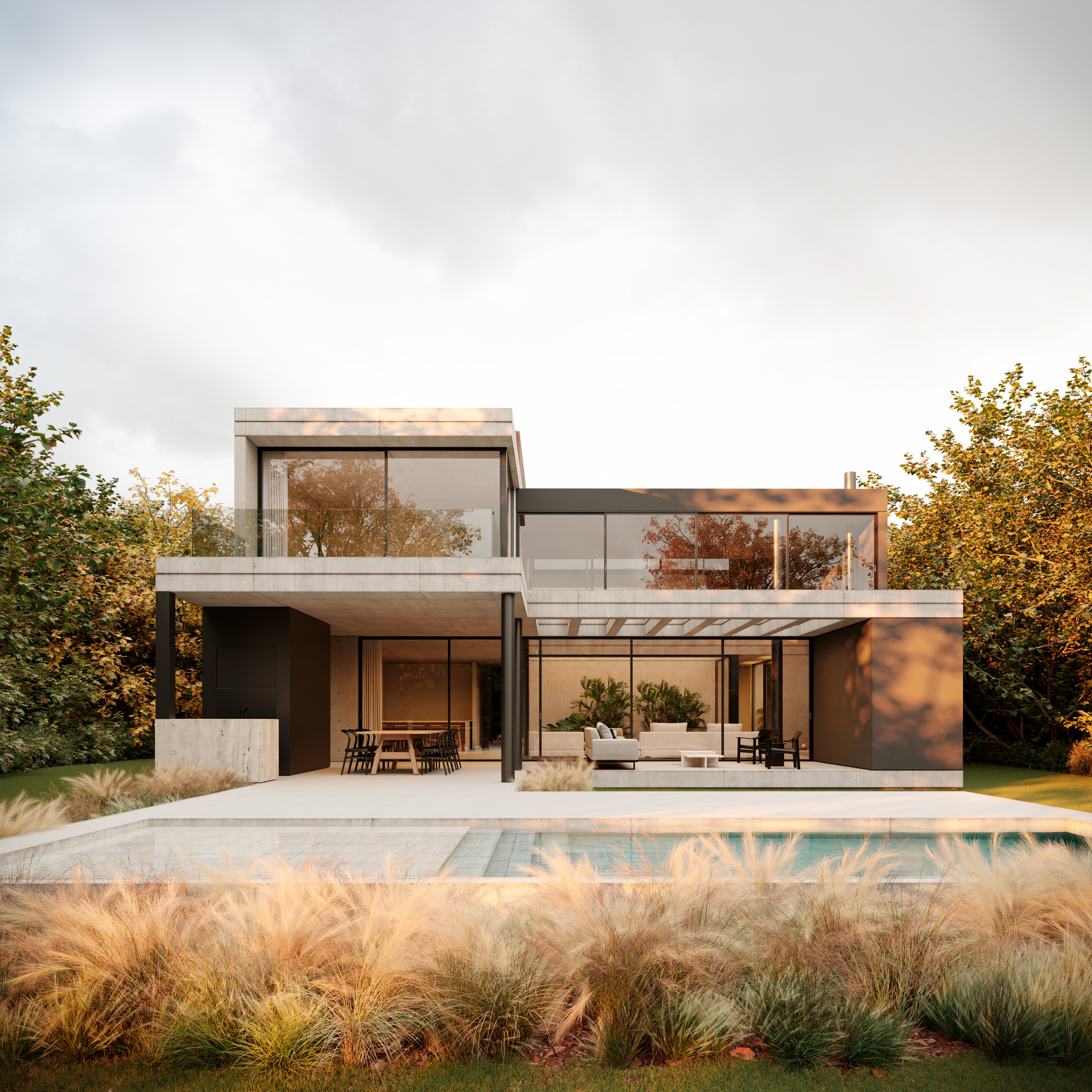 Arquitectura residencial con piscina y paisajismo en Buenos Aires