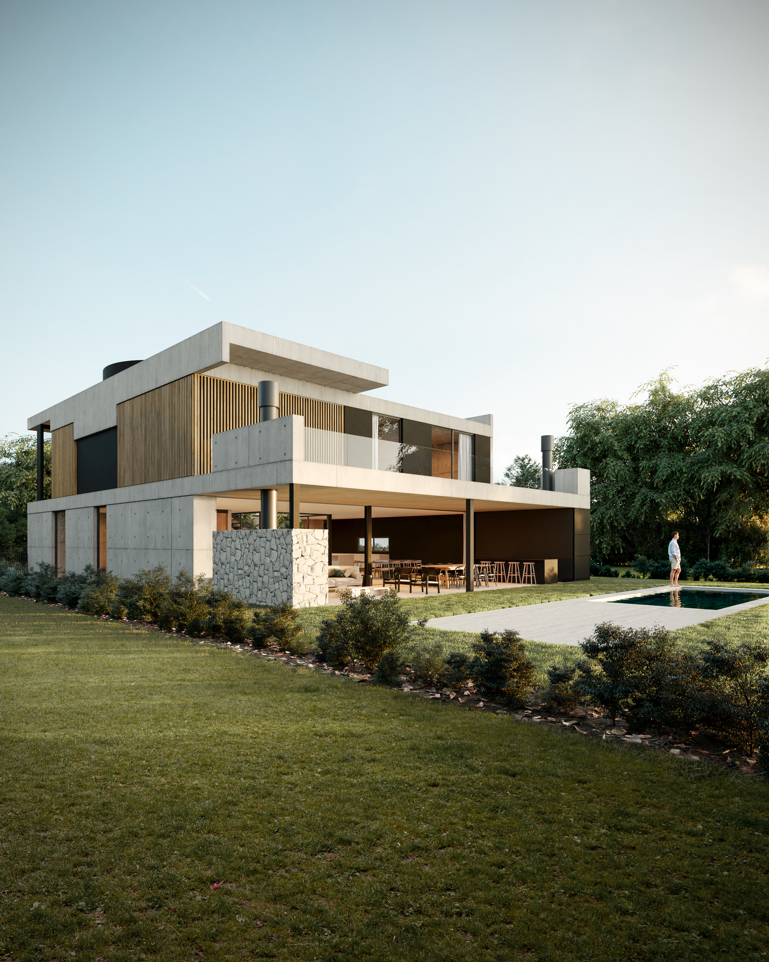 Arquitectura residencial con doble altura en Los Cardales