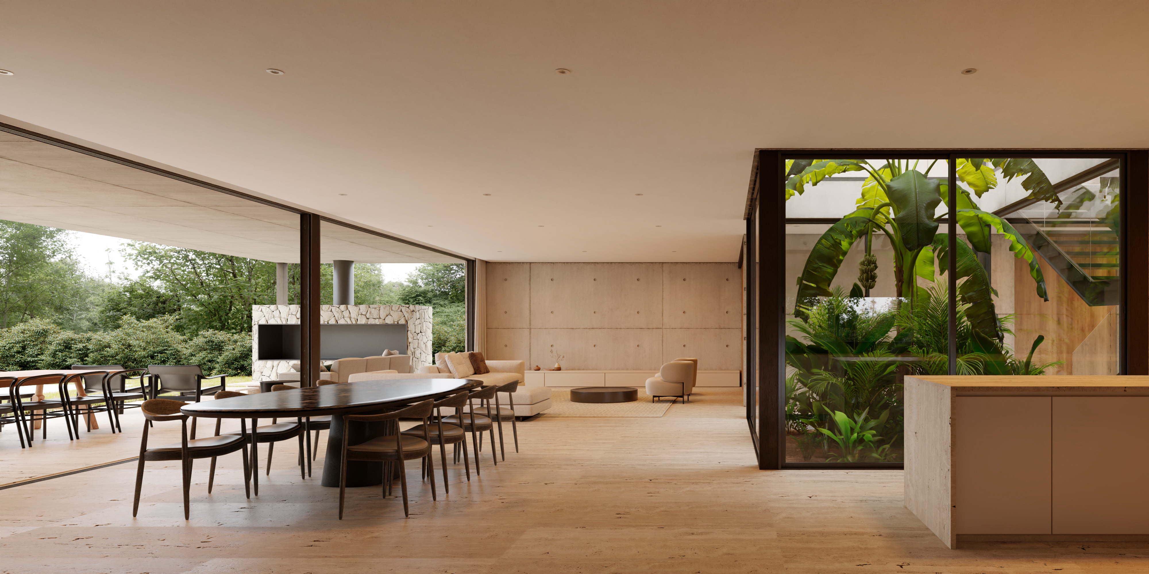 Diseño residencial con grandes ventanales por Parral Ferrero Arquitectos