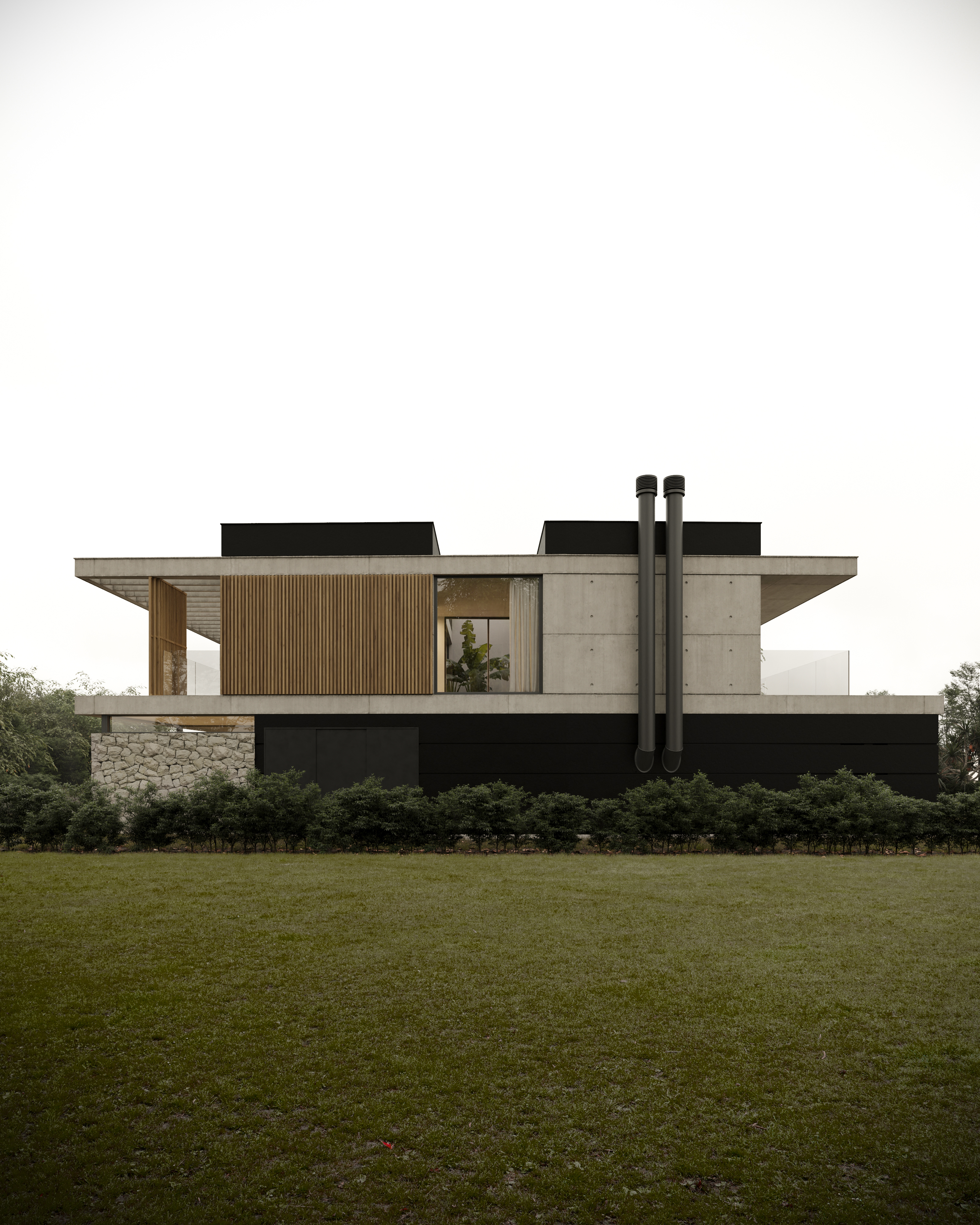 Diseño residencial con hormigón visto y madera proyecto Islas